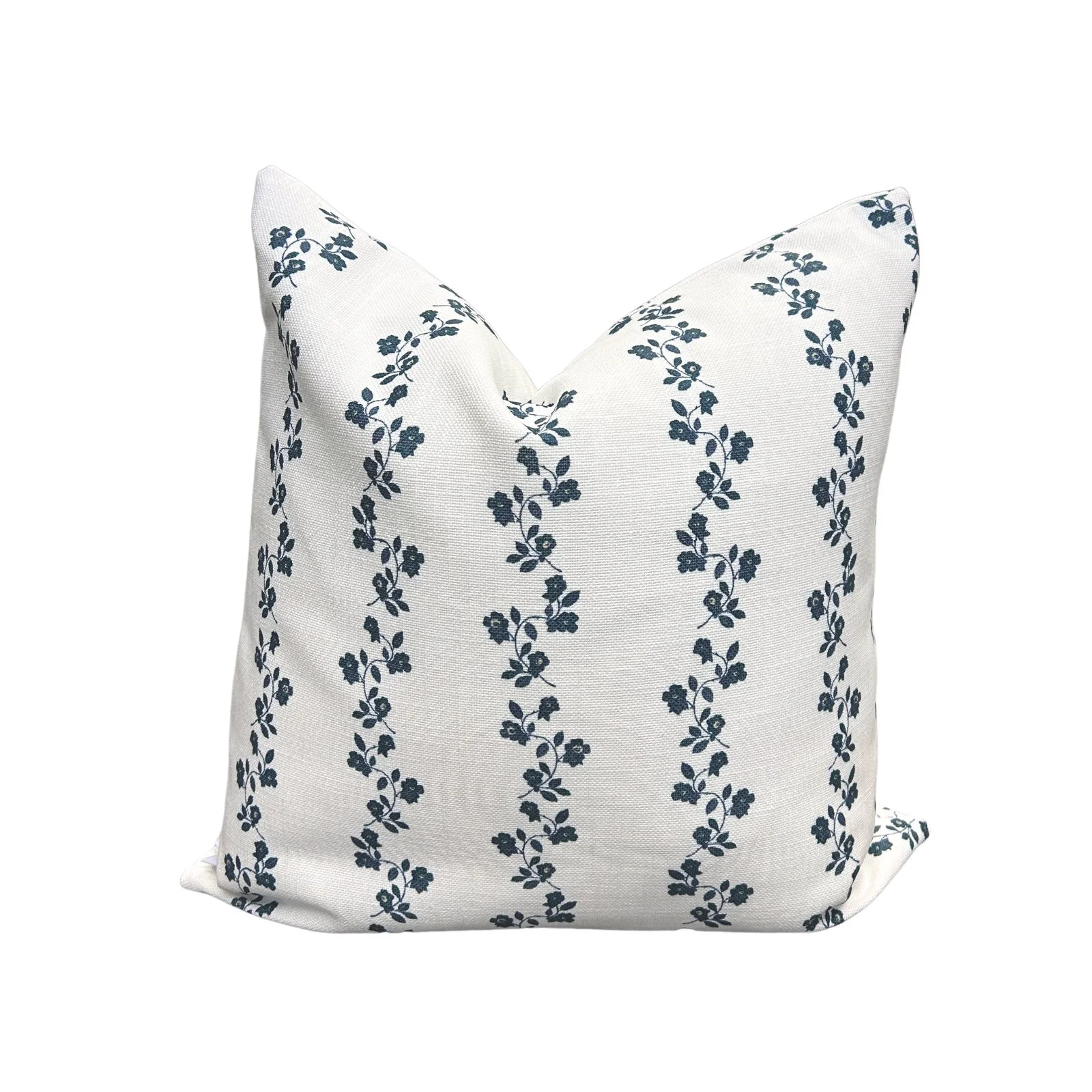 Image of May Floral Stripe Pillow in Navy