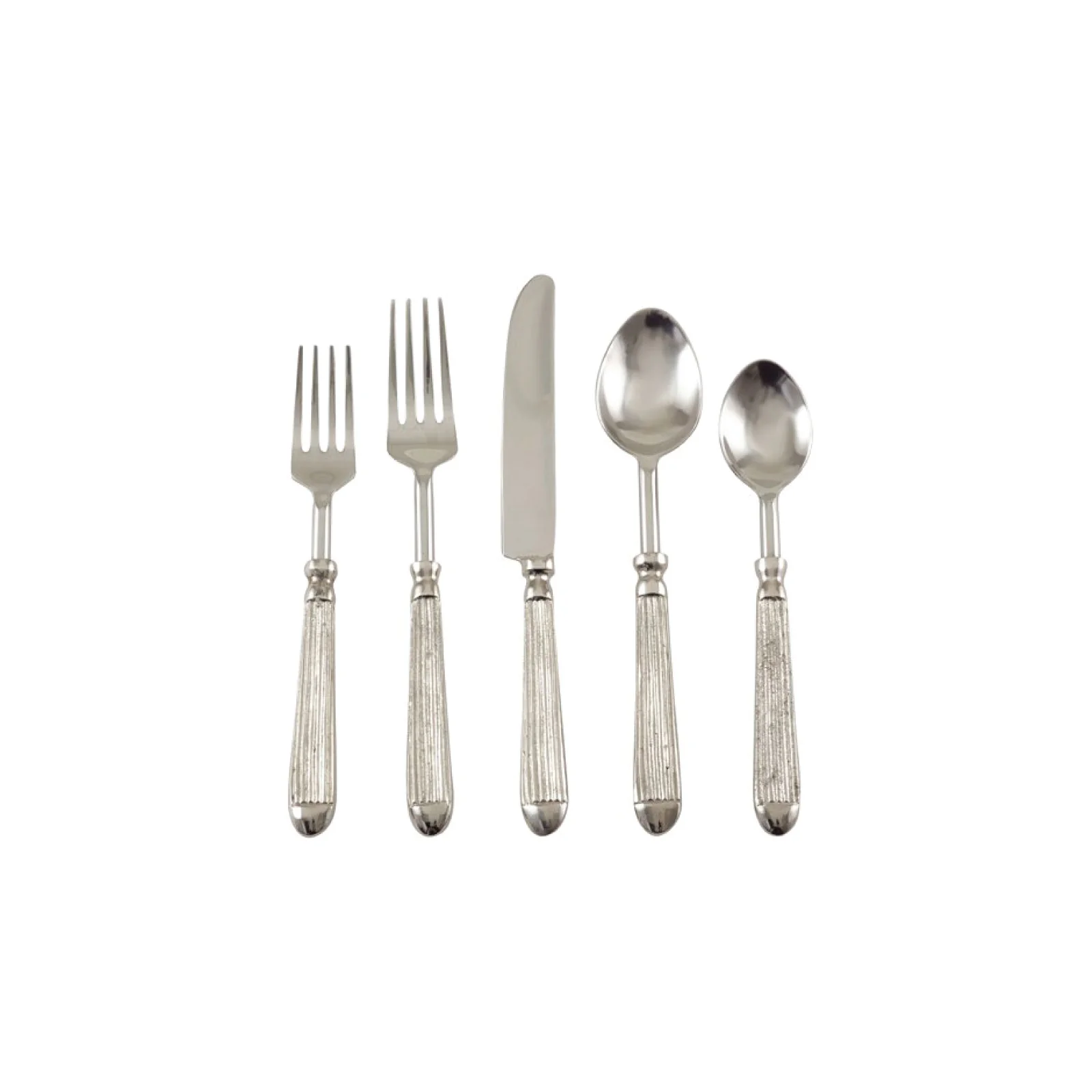 Image of Silver Ribbed Flatware - Set of 5