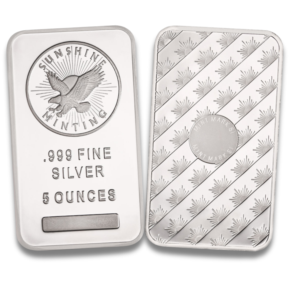 5 oz Sunshine Silver Bar (New, MintMark SI)