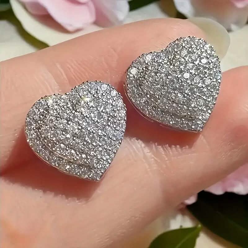 Image of Elegant Heart-Shaped Zirconia Stud Earrings