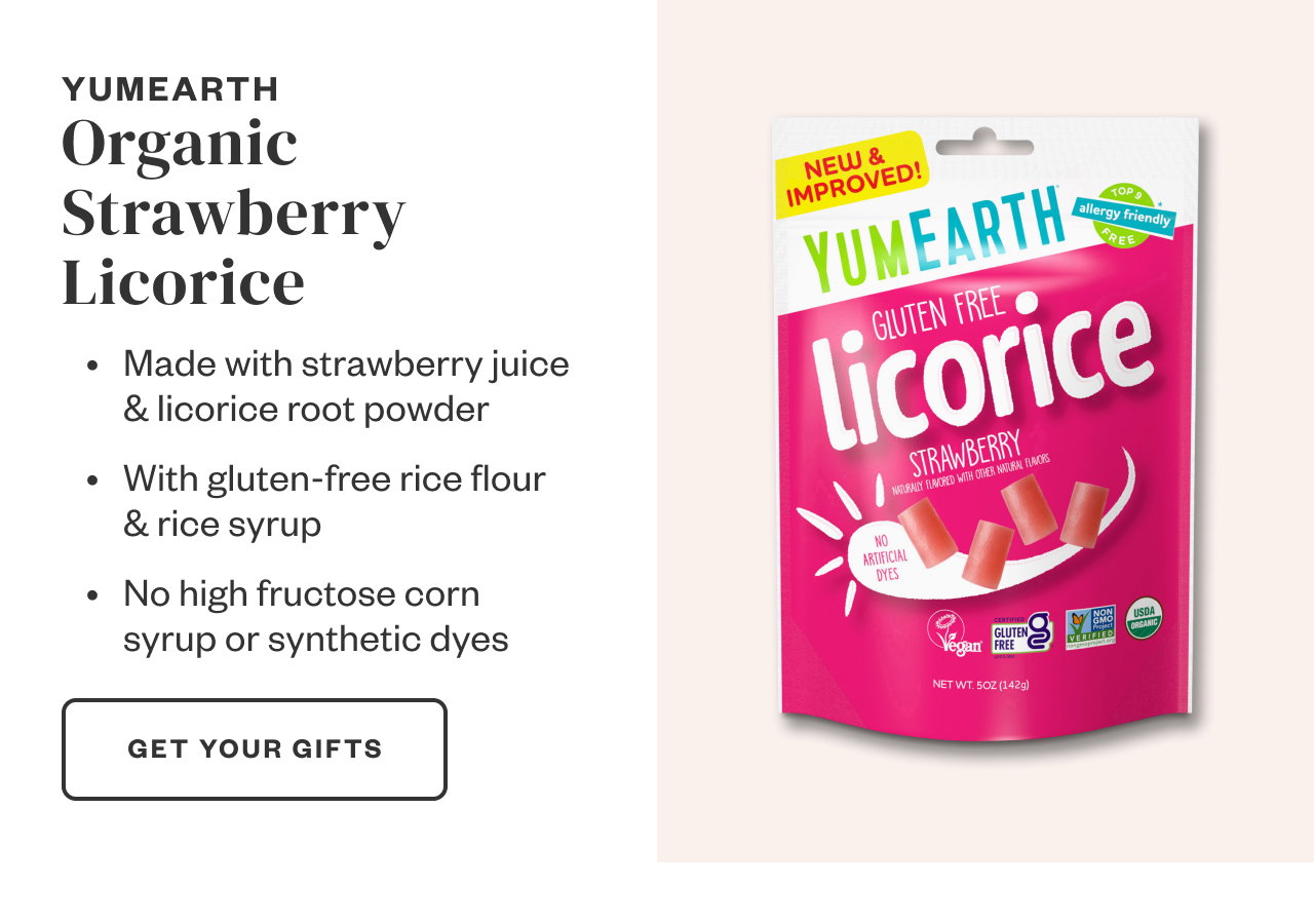YumEarth Organic Strawberry Licorice. Get Your Gifts.