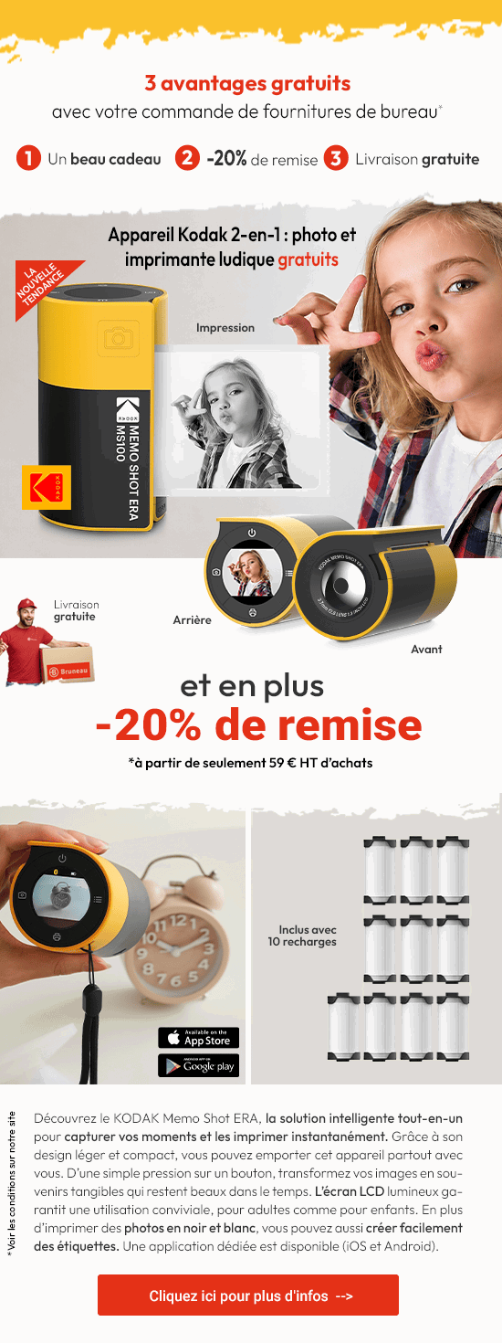 Ensemble Kodak avec appareil photo et imprimante + remise 20%