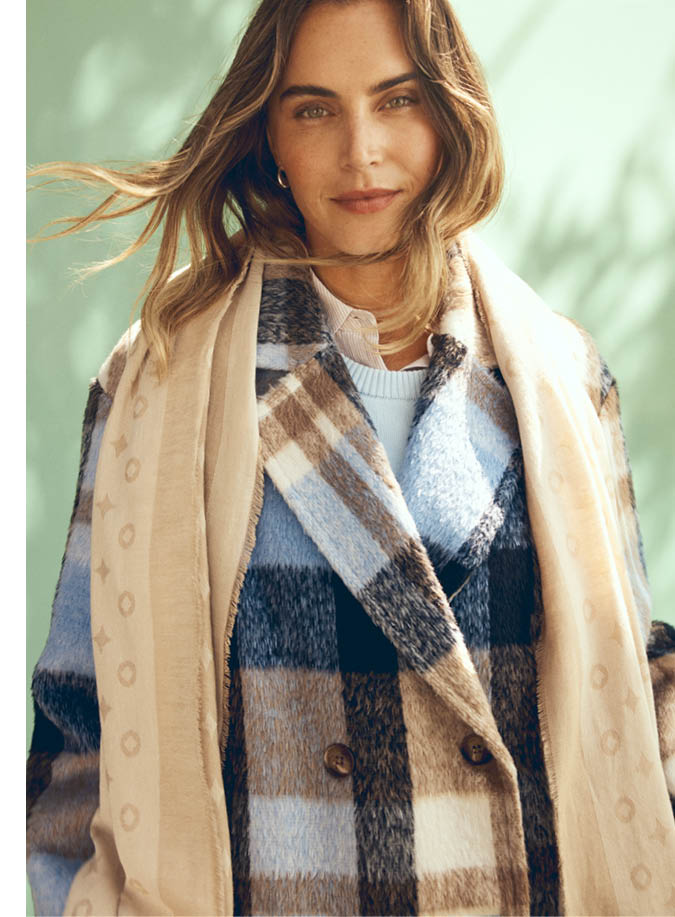 Double Breasted Check Blazer Coat