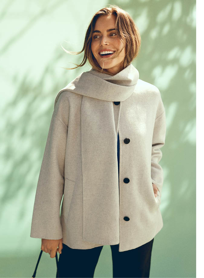 Wrap Scarf Coat in Silver Marle