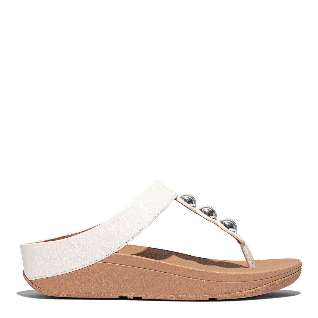Image of FitFlop | Fino Mirror-Dome Leather Toe-Post Sandals