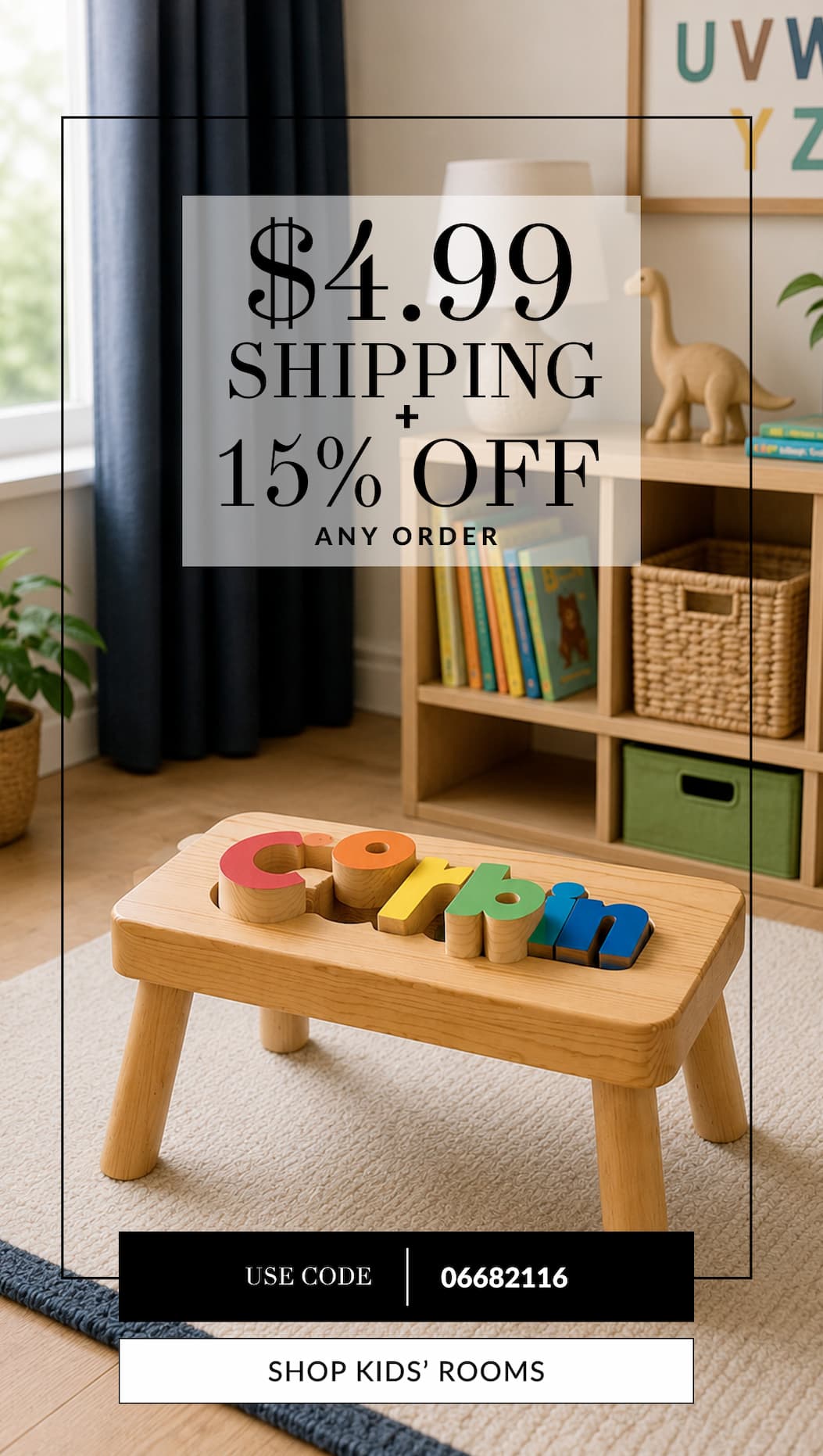 $4.99 shipping plus 15% off any order