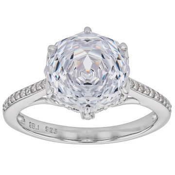 White Cubic Zirconia Rhodium Over Sterling Silver Rose Cut Ring 7.93ctw