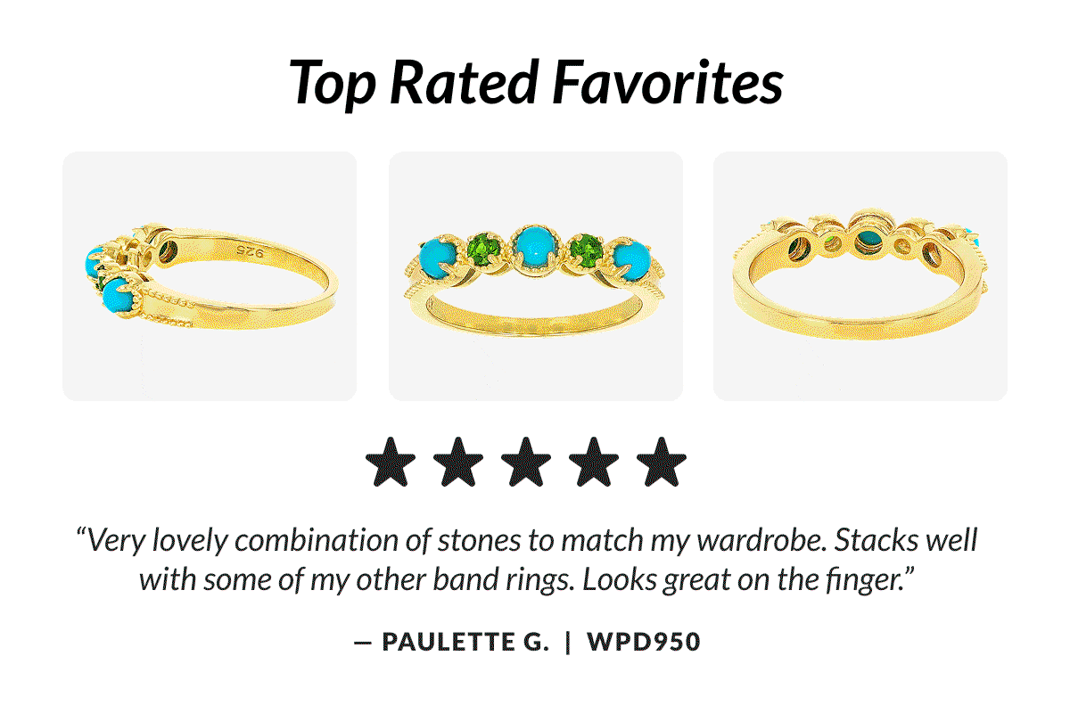 Top Rated Favorites. GIF of reviews for top rated items. 