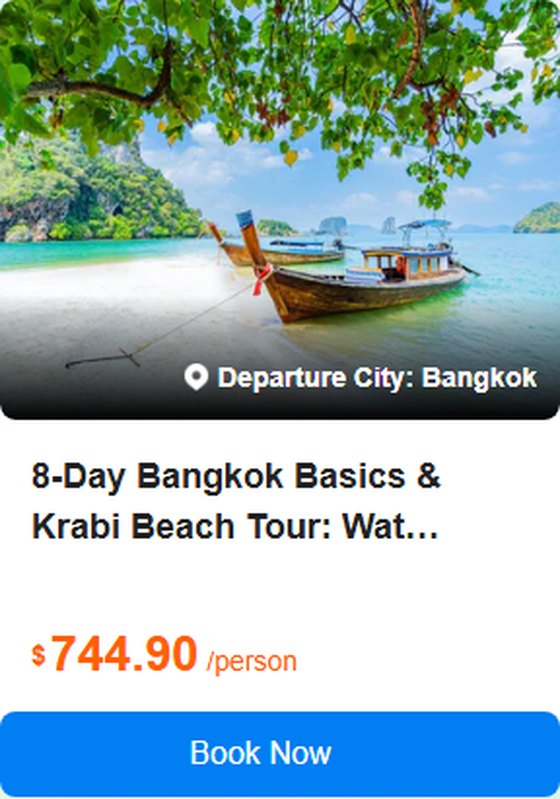8-Day Bangkok Basics & Krabi Beach Tour: Wat Traimit, The Grand Palace, Maeklong Railway Market & Damnoen Saduak Floating Market 5.0 Tour Code: 750510