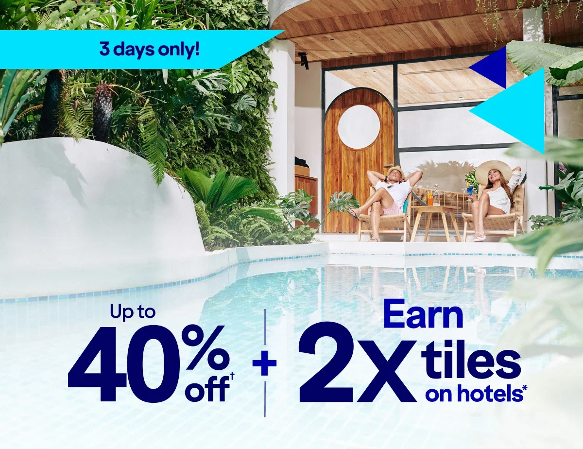 Earn 2X tiles on hotels* | 3 days only! Click here to learn more.