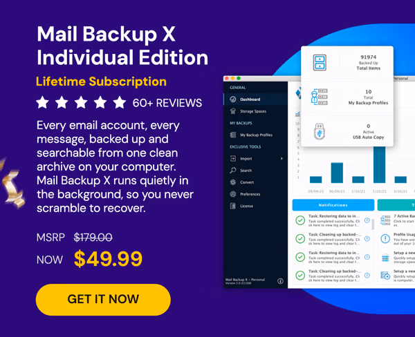 Mail Backup X Individual Edition: Lifetime Subscription