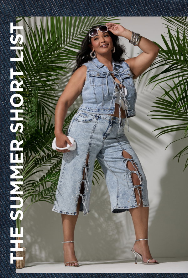 Tie Front Acid Wash Denim Capris