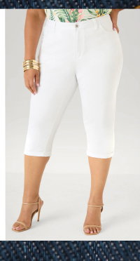 Cuffed Stretch Denim Capris