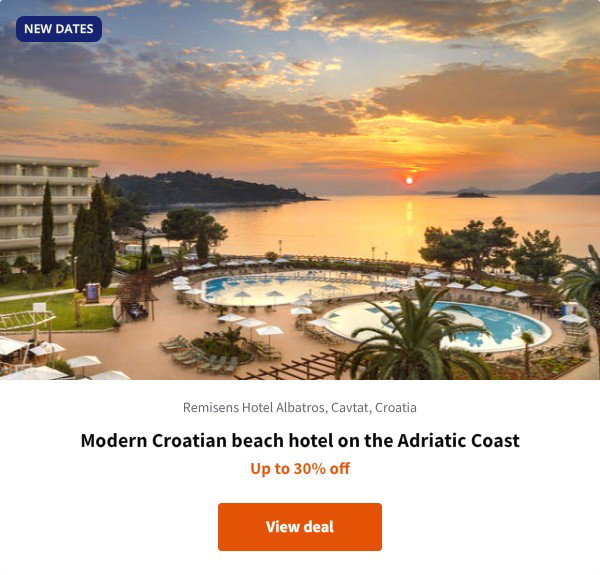 Modern Croatian beach hotel on the Adriatic Coast
