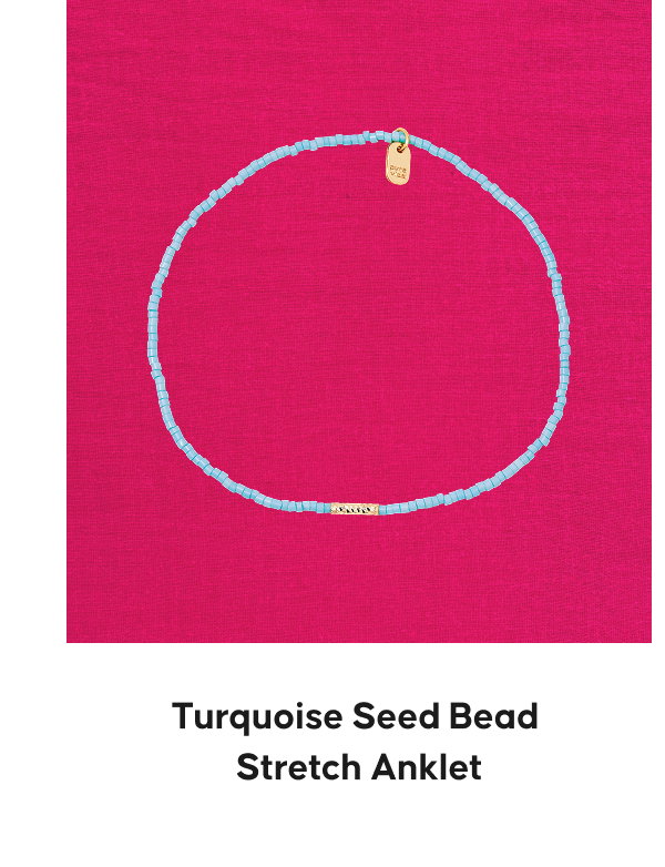Turquoise Seed Bead Stretch Anklet
