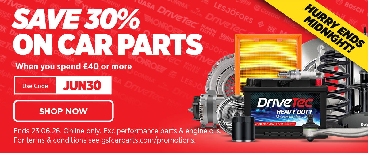 Save 30% on car parts when you spend £40 or more - Use code JUN30
