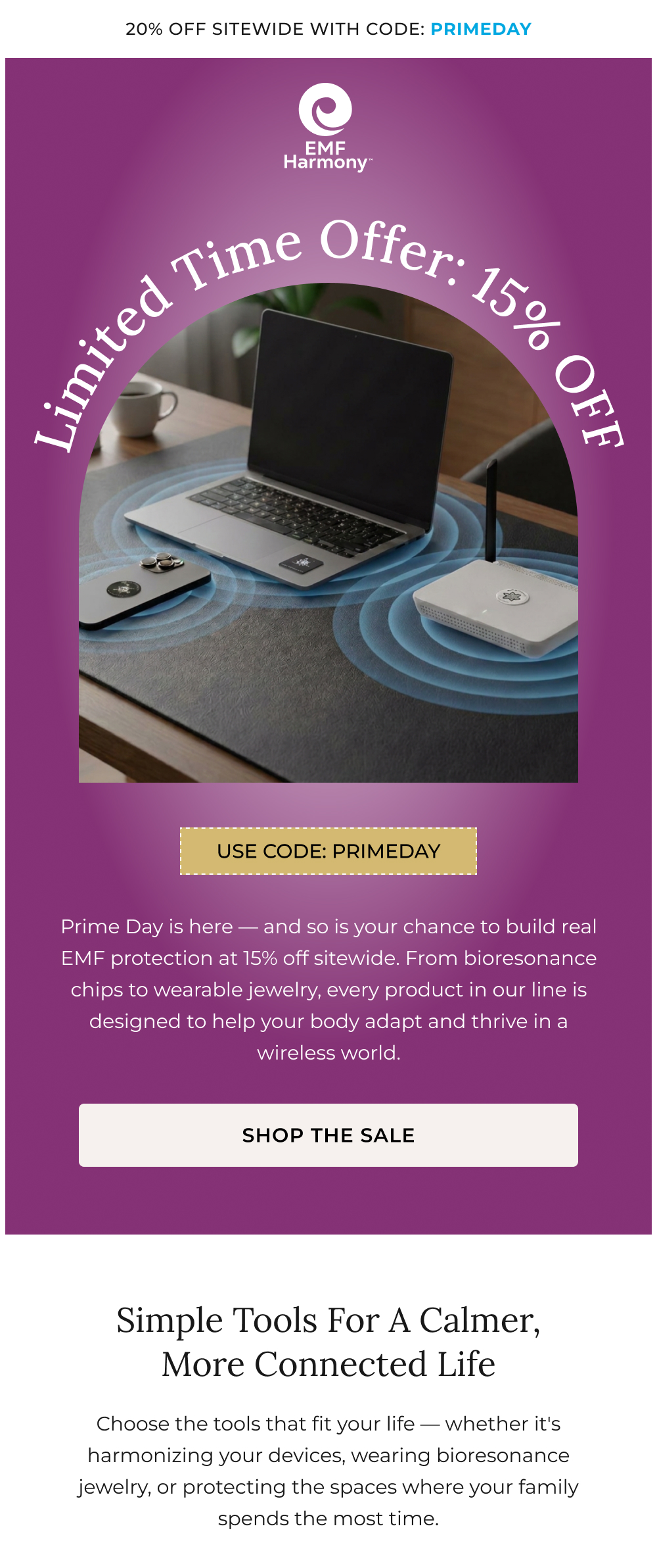 EMF Harmony Sitewide Sale I 15% OFF Prime Day Sale