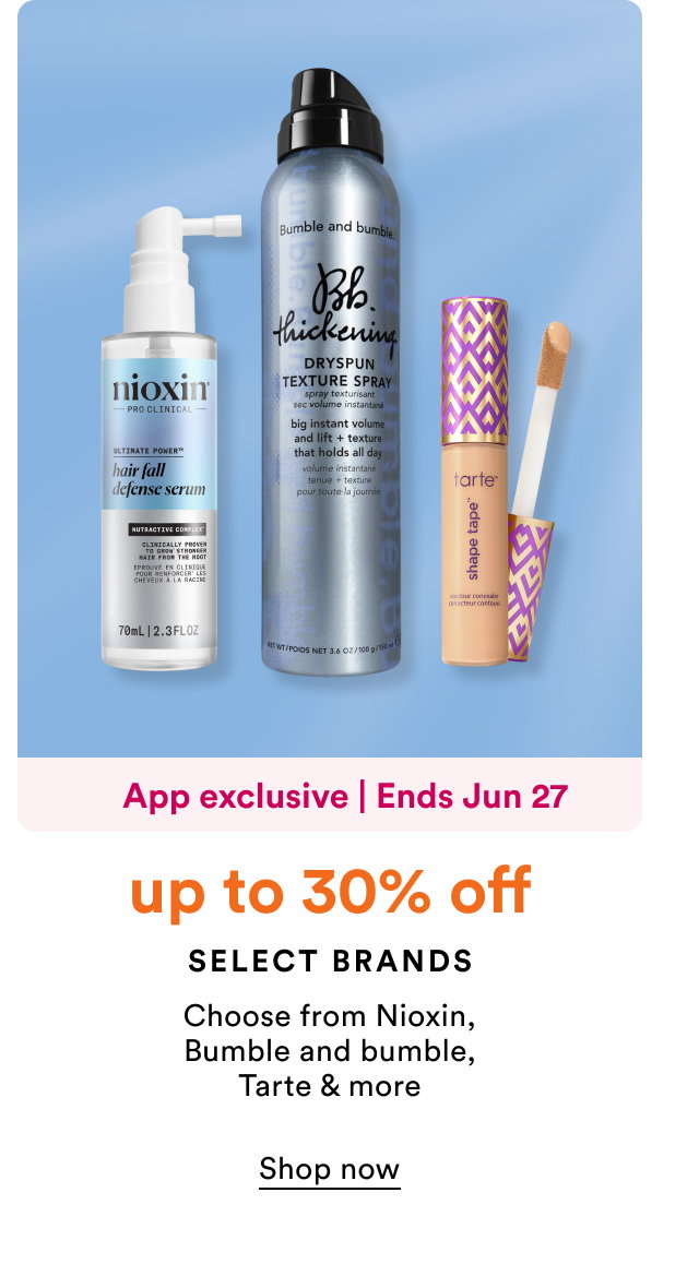 App exclusive | Up to 30% off | Select brands