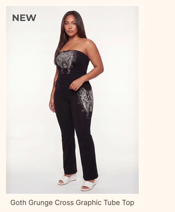Shop Plus Size Goth Grunge Cross Graphic Tube Top