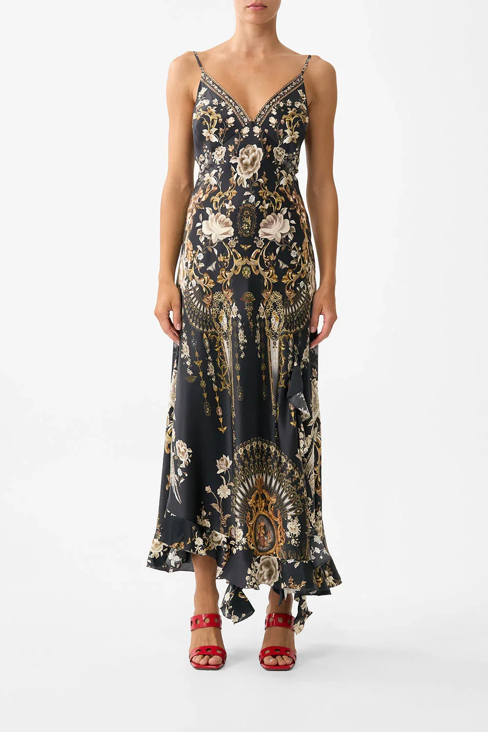 Image of BIAS SLIP DRESS WITH FRILL HEM FLAMENCO FOLKLORE