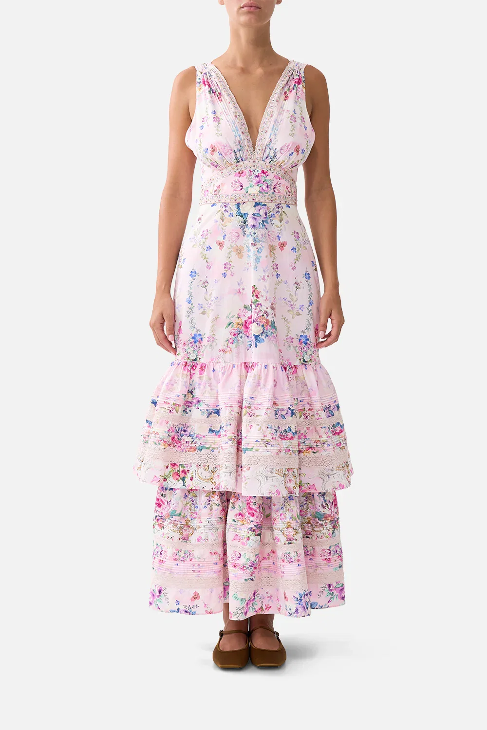 Image of TWO TIERED GATHERED RUFFLE DRESS PALATIAL PASTELS