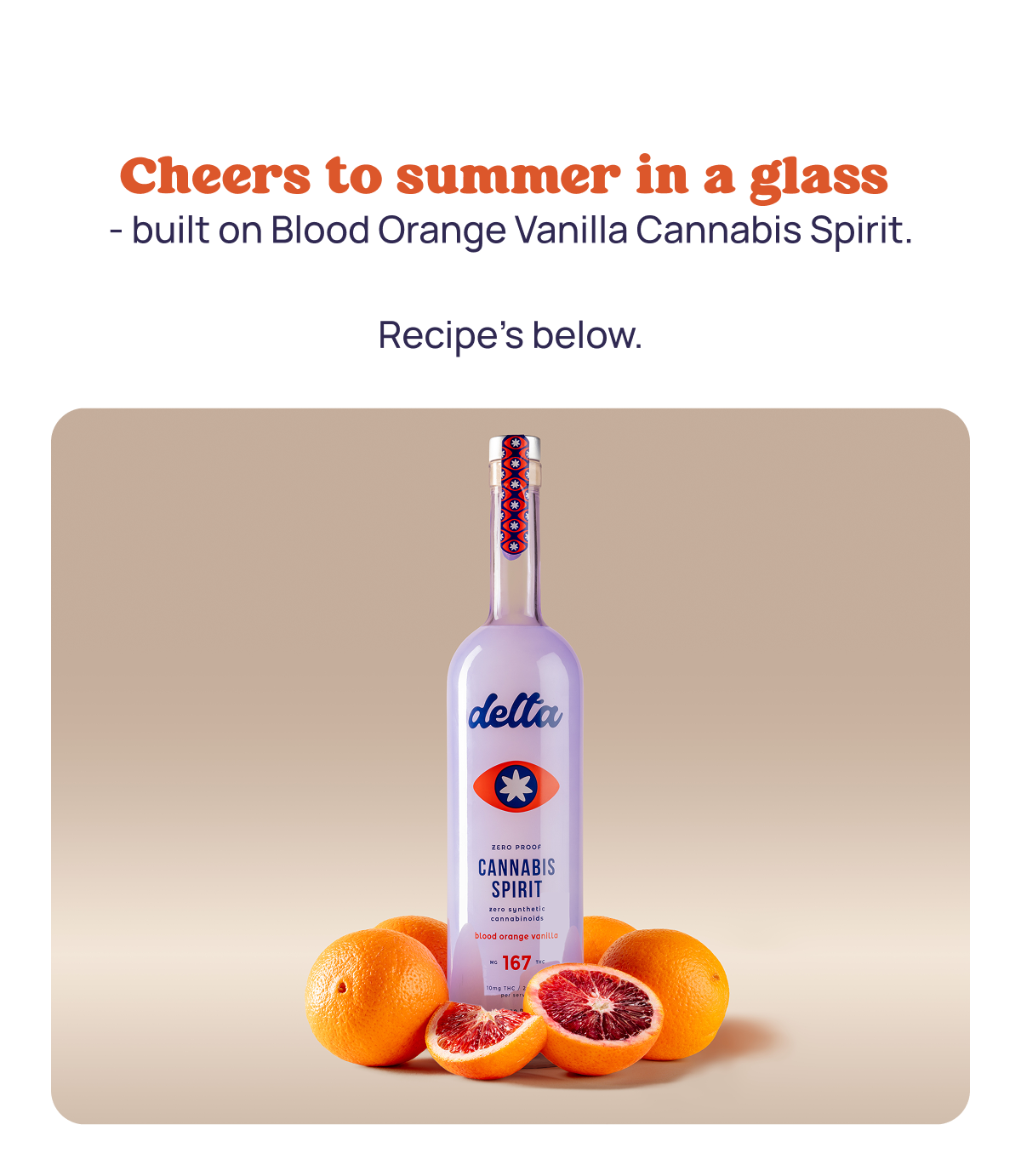 Cheers to summer in a glass - built on Blood Orange Vanilla Cannabis Spirt - Recipe's below.