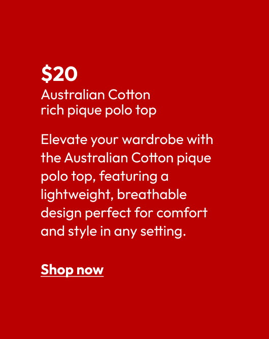 Australian Cotton rich pique polo top