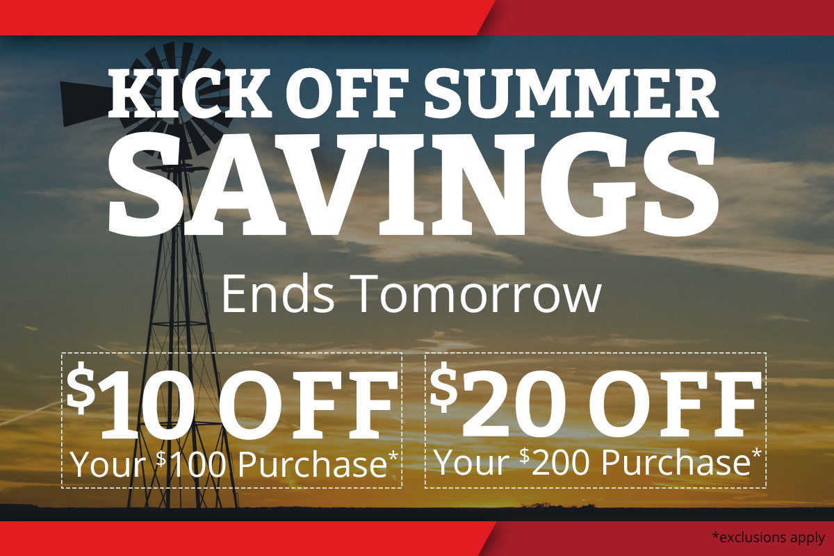 Kick Off Summer Savings - $10 Off Your $100 Purchase, $20 Off Your $200 Purchase