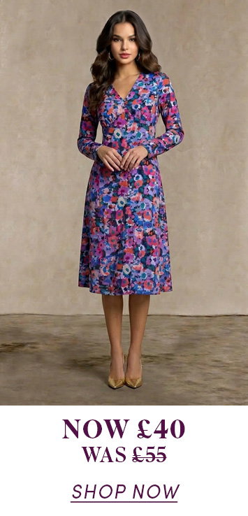 Floral Printed Button Front Satin Midi Dress in Multi