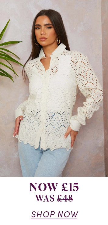 Cutwork Detail Shirt In White