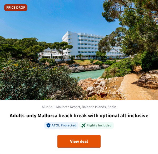 Adults-only Mallorca beach break with optional all-inclusive