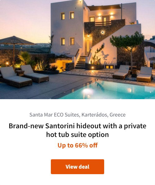 Brand-new Santorini hideout with a private hot tub suite option