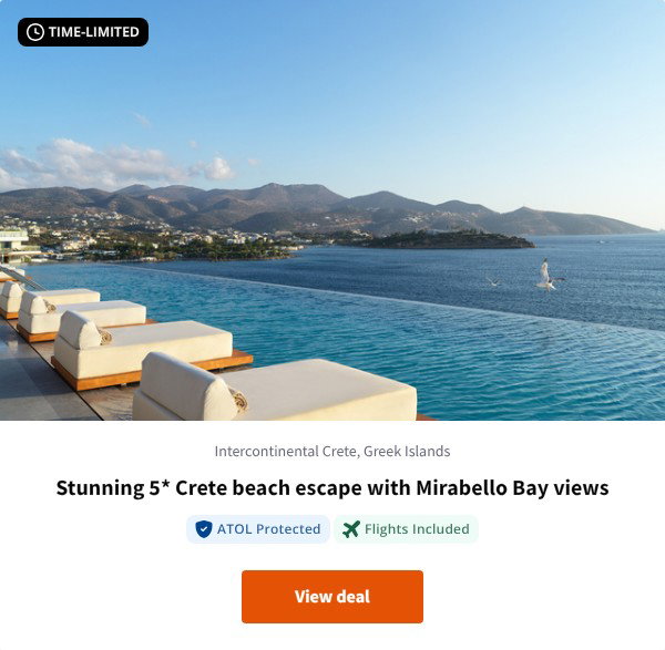 Stunning 5* Crete beach escape with Mirabello Bay views