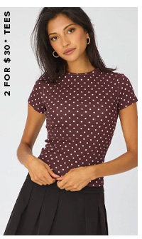 Red Polka Dot T-shirt Short Sleeve Crew Neck