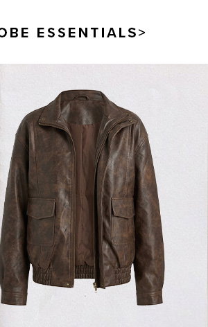 Brown Bomber Jacket Washed Faux Leather