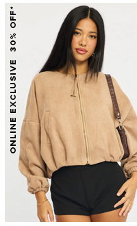 Beige Suede Bomber Jacket