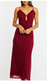 Red Maxi Dress Cut Out Detail Mesh