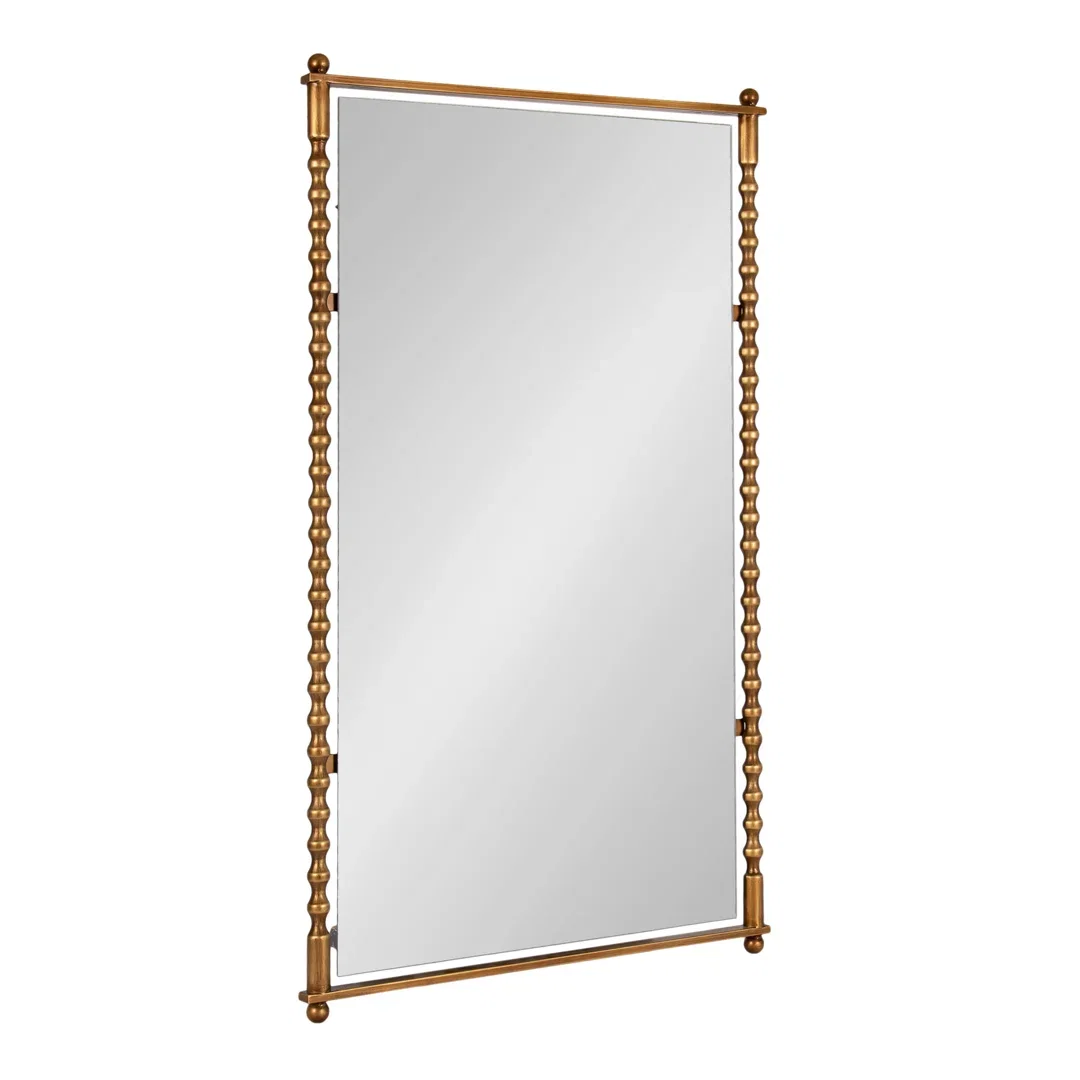 Prisha Turned Metal Rectangle Wall Mirror for Use as Bedroom Stand Up Mirror