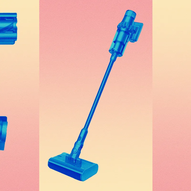 Collage of Dyson Vacuum cleaner and attachments for best cordless vacuum cleaner review