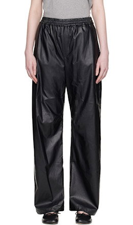 Black Light Wide-Leg Faux-Leather Trousers