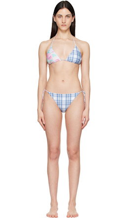 Multicolor Flower Check Bikini
