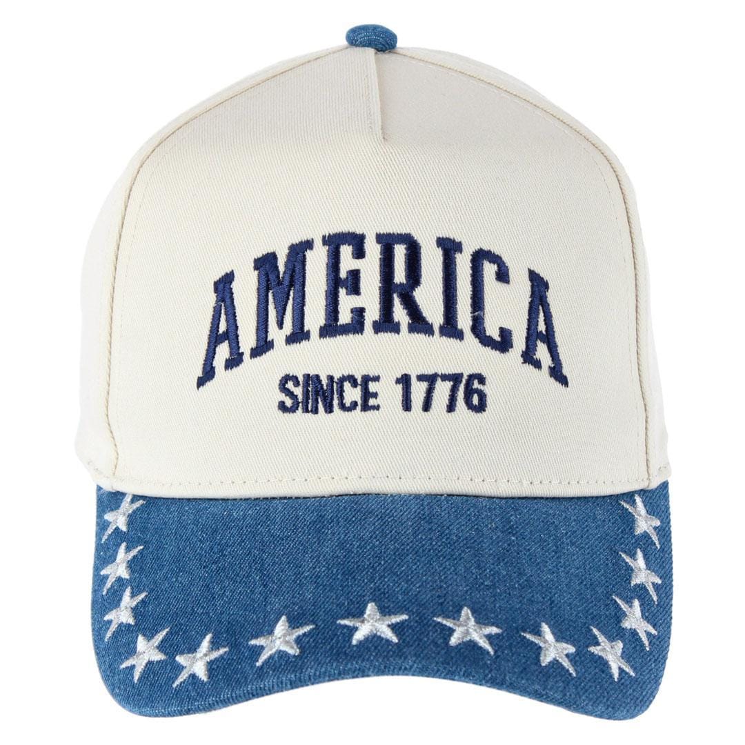 Image of CTM® Women's America Anniversary Denim Two-Tone Baseball Cap
