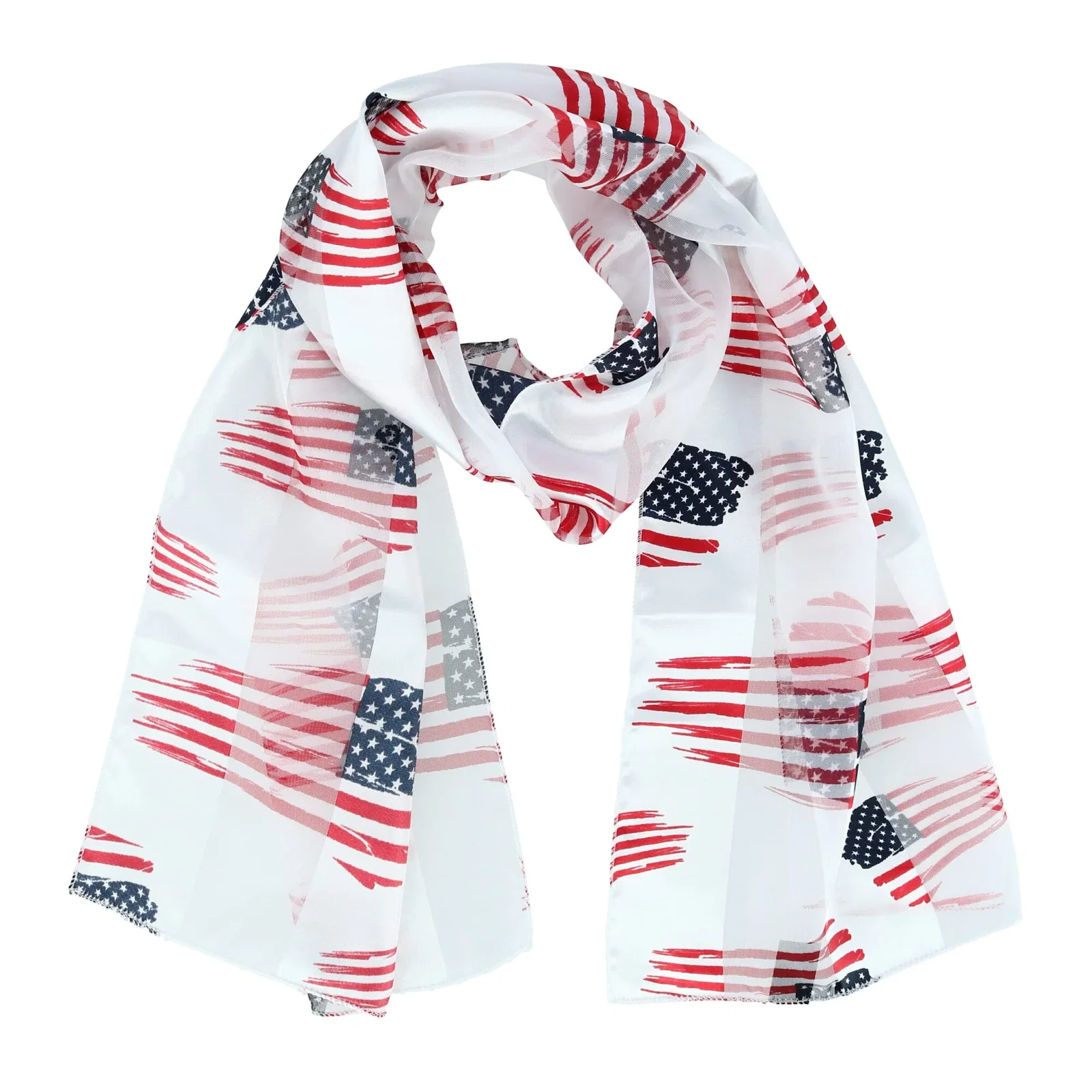 Image of CTM® Women's American Flag Print Lightweight Scarf