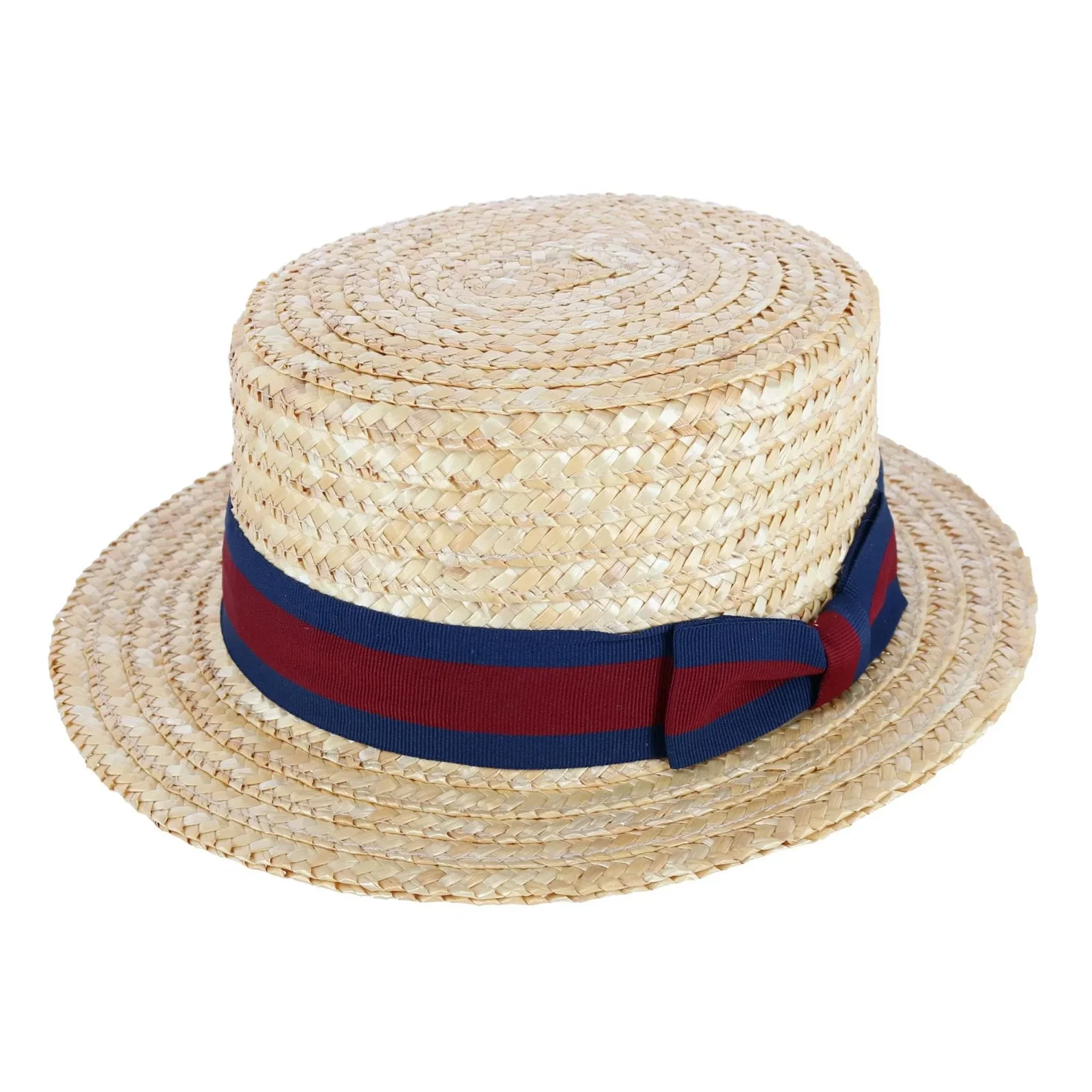 Image of CTM® Straw 2 Inch Brim Boater Hat with Elastic Sweatband