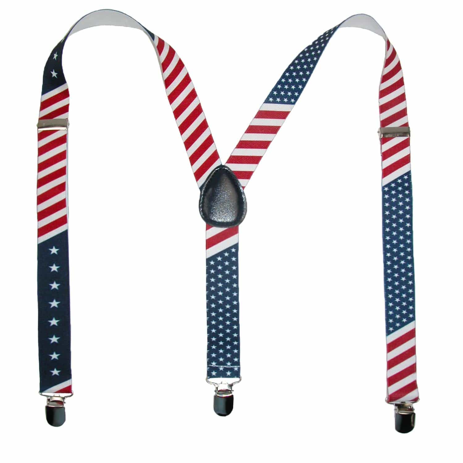Image of CTM® Elastic Stars and Stripes American Flag Clip-End Suspenders