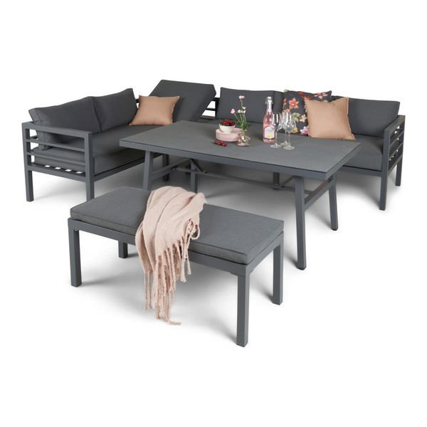 14tlg. Alu-Lounge SEBASTIAN Ecksofa Set - Anthrazit