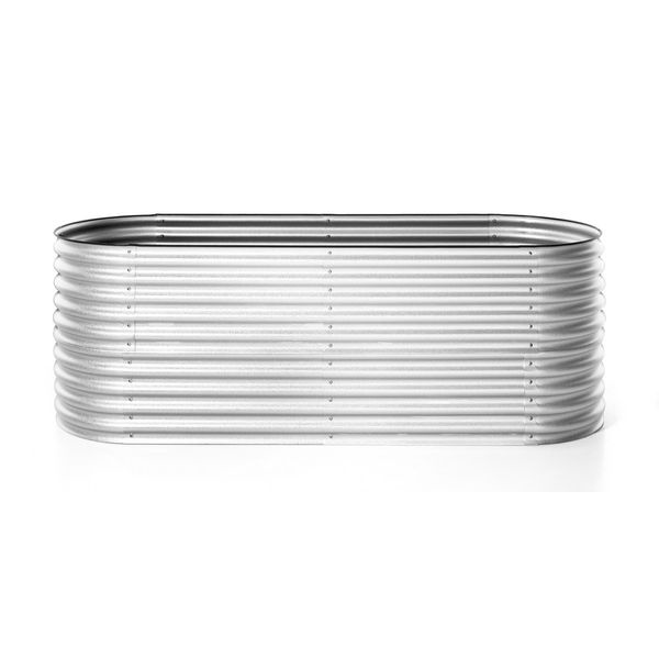Oval Hochbeet XL aus Stahl, ca. 240 x 80 x 81 cm - Silber