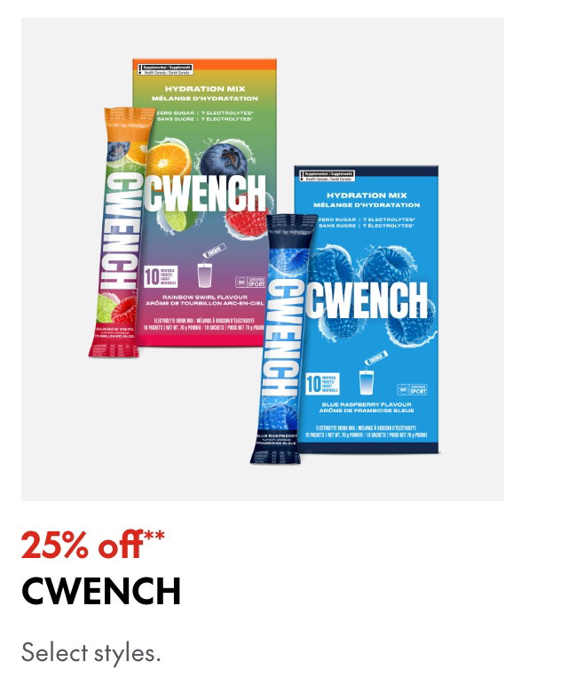 CWENCH. 25% off. Our ticket price. Select styles.