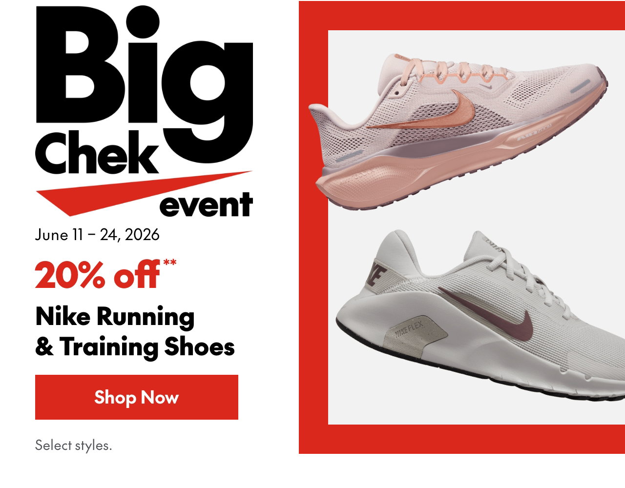 Nike Running & Training Shoes. 20% off. Our ticket price. Select styles.