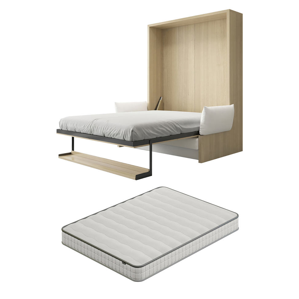 Byron & Cybele Queen Wall Bed & Mattress Package in White